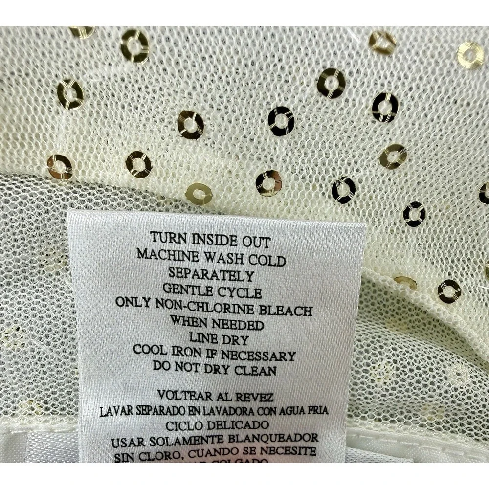 JONA MICHELLE‎ Dress Girls Size 12 Ivory/ White Gold Sequins Bow Holiday EUC